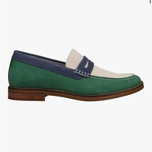 Sperry Gold Cup Exeter Men's in Kelly Green, Blue, and Ivory Loafers NIB Size 8